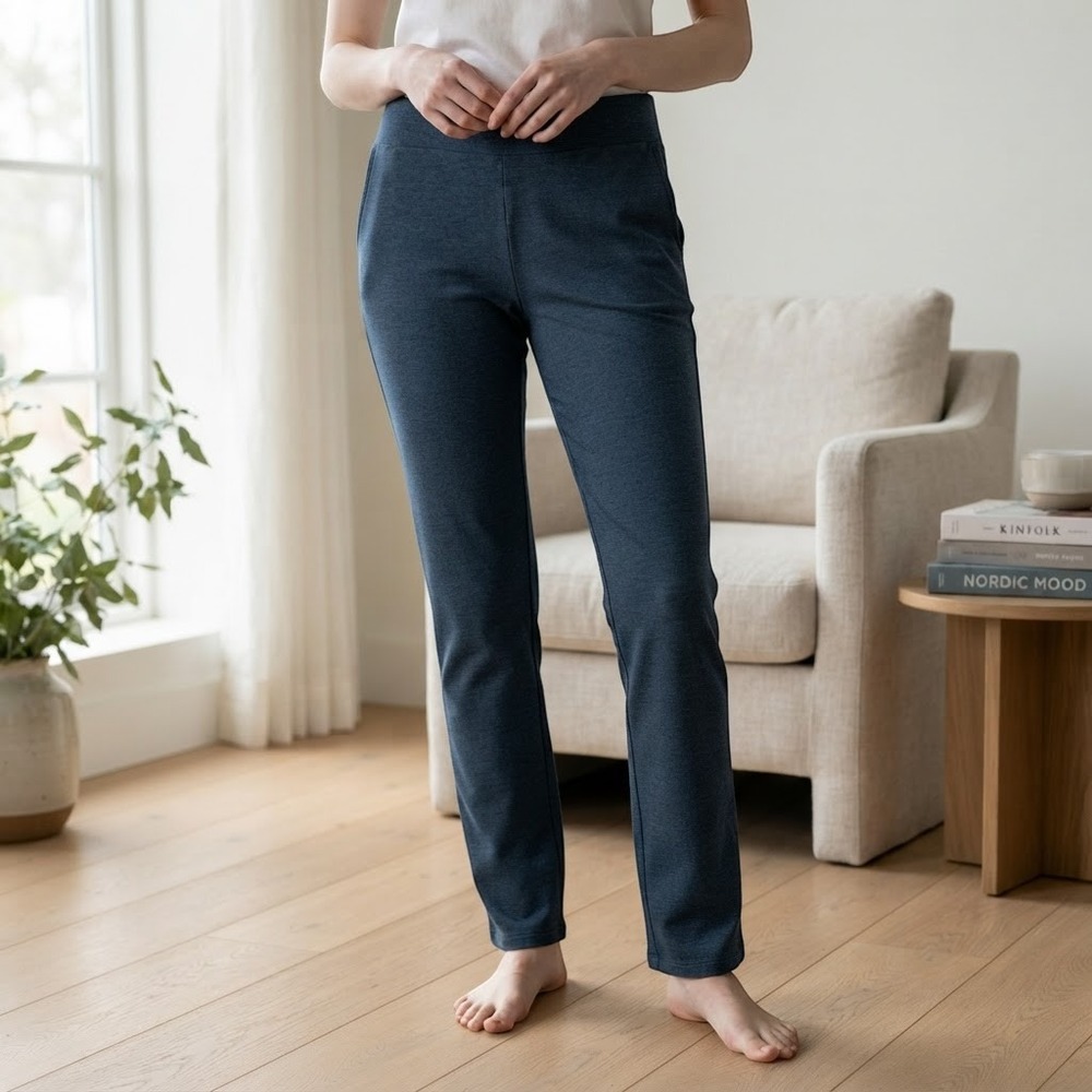 Pure Jill Affinity French Terry Slim Leg Pants Petite S Blue Pima Cotton NWOT